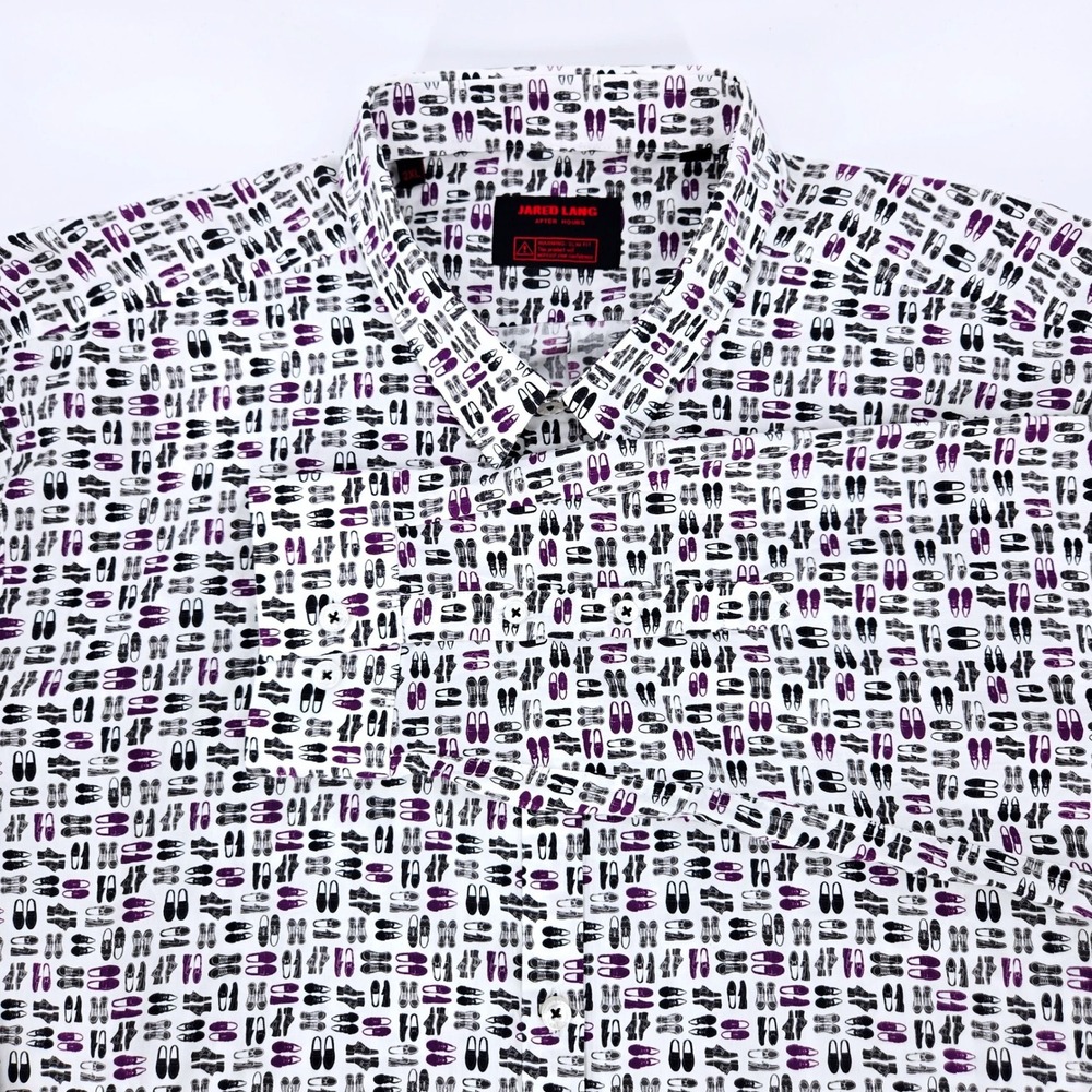 Jared Lang After Hours Long Sleeve Slim Fit Shoe Print Button Down 2XL‎